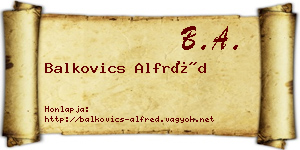 Balkovics Alfréd névjegykártya